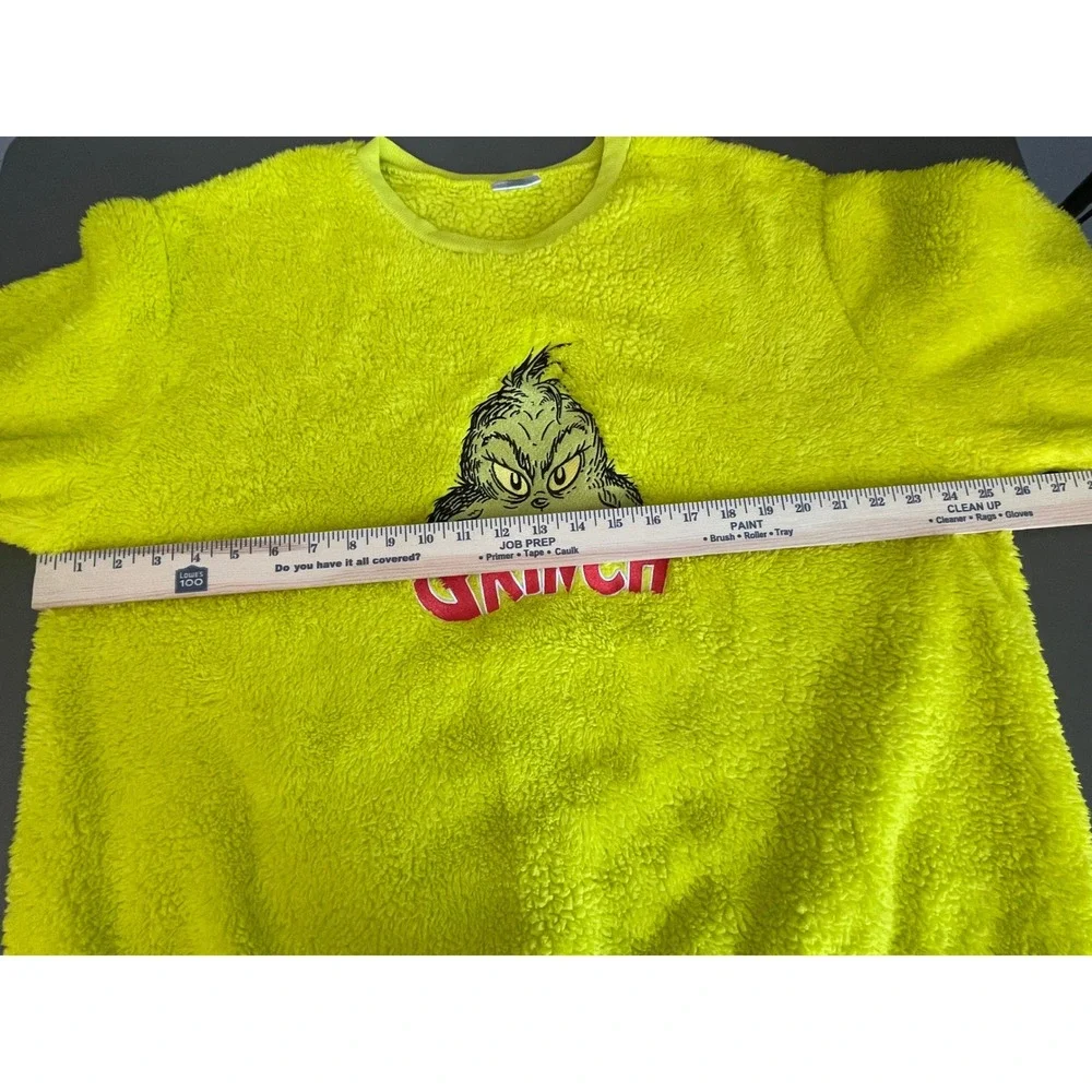 Dr Seuss The Grinch Neon Green Sherpa Fleece Sweatshirt Pullover 3X